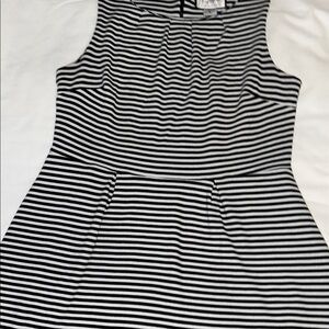 Sleeveless Black and White Striped Dress